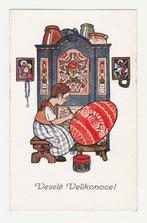 Pasen.  Meisje beschildert ei., Verzenden, Voor 1920, Ongelopen, Overige thema's