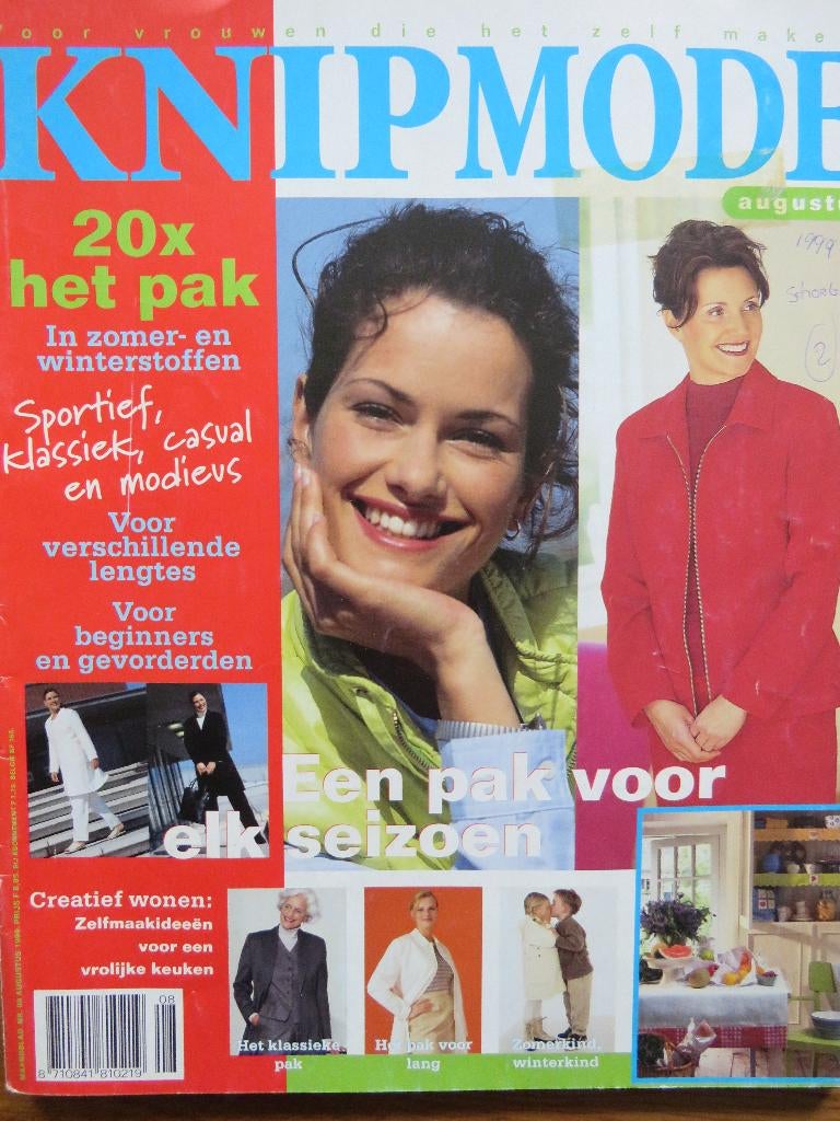 Knipmode augustus 1999 20 x het pak, blouse voor mannen, Ophalen of Verzenden, Zo goed als nieuw, Vrouw, Knipmode