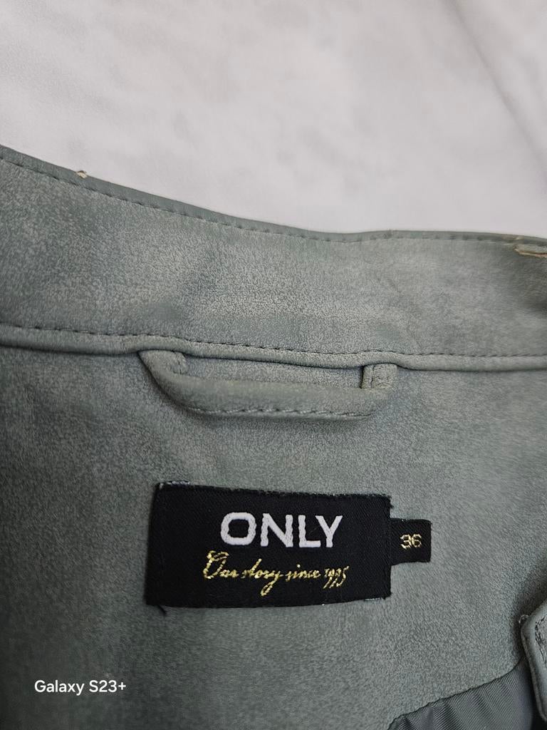 ONLY suède-look bikerjack - Maat 36 (S), Ophalen of Verzenden, Maat 36 (S), Groen, ONLY