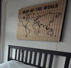 Wanddecoratie wereldkaart hout, Ophalen, Zo goed als nieuw