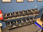 Dumbbell rek met sets dumbbells 5 t/m 20 kg, Ophalen, Gebruikt, Rug, Halterset
