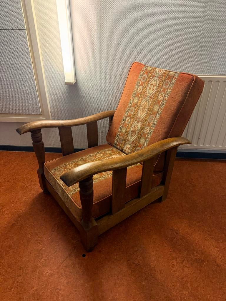 Vintage rookstoel / fauteuil met verstelbare rugleuning, Antiek en Kunst, Antiek | Meubels | Stoelen en Banken, Ophalen