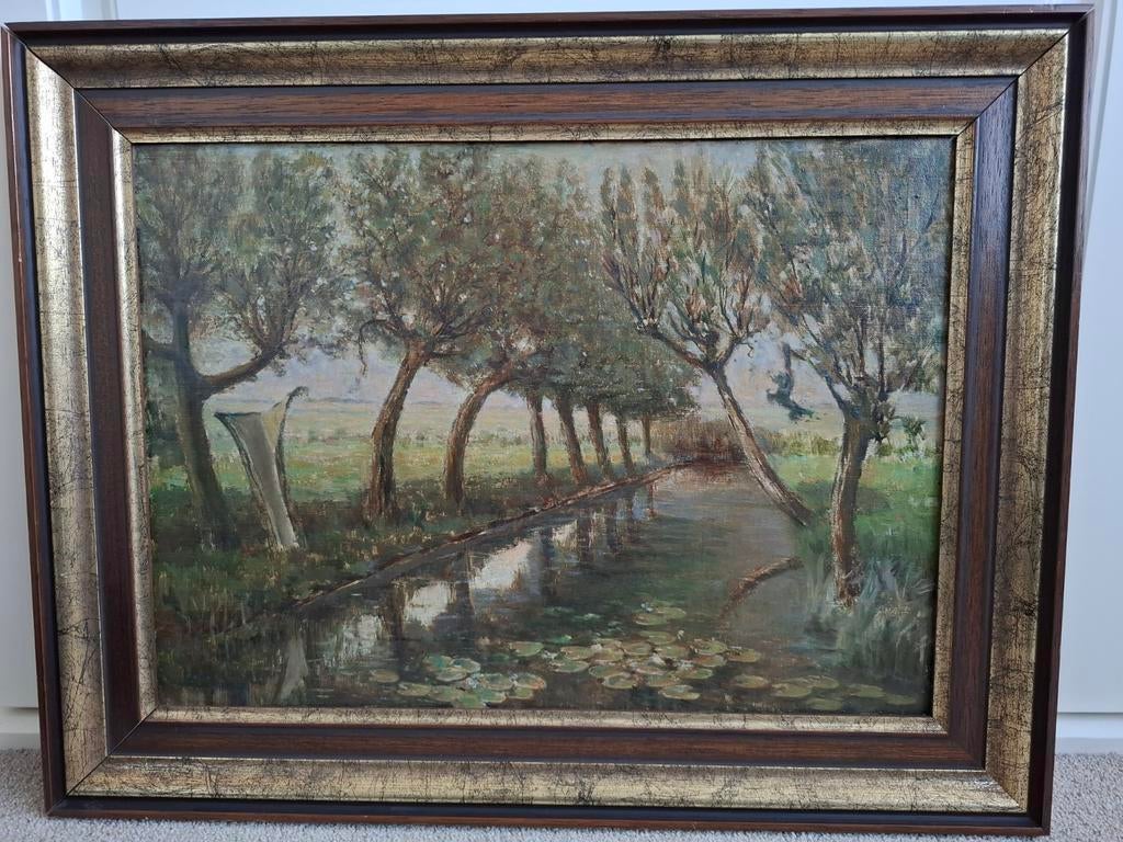 Schilderij Imko Reinders, Leerdam landschap, Antiek en Kunst, Kunst | Schilderijen | Klassiek, Ophalen of Verzenden