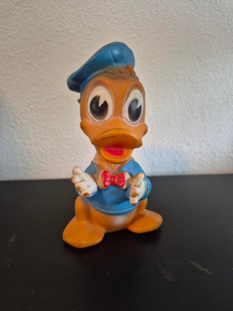 Vintage Donald Duck Beeldje - Rubber Figuur, Ophalen of Verzenden, Donald Duck, Gebruikt, Beeldje of Figuurtje