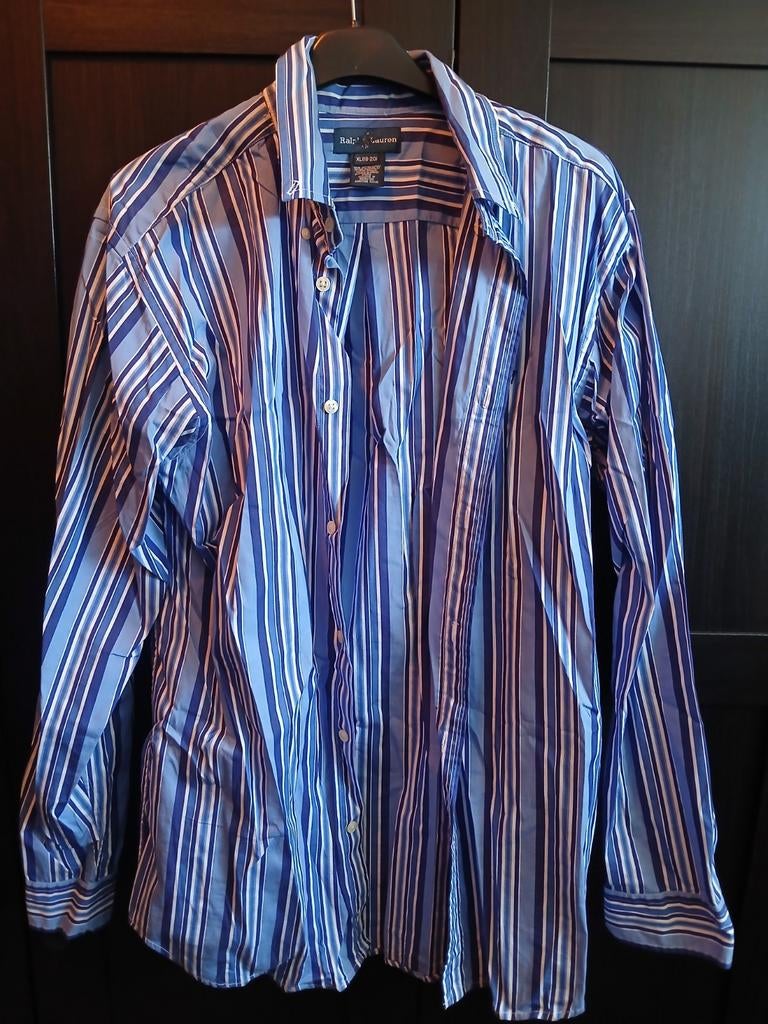 Ralph Lauren gestreept overhemd - XL (18-20), Blauw, Ralph Lauren, Ophalen of Verzenden, Overige halswijdtes