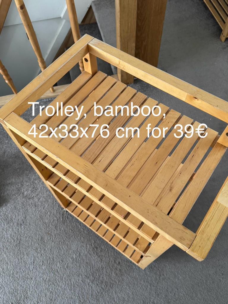 Bamboe trolley met 3 planken, Ophalen of Verzenden, Gebruikt