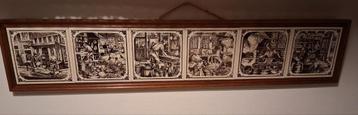 Antieke Tegeltjes  Ingelijst in Houten Lijst bakkerij  beschikbaar voor biedingen