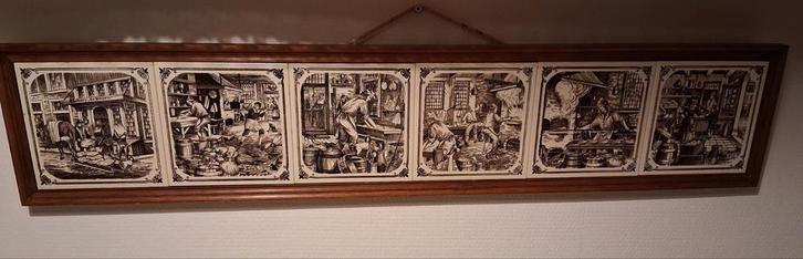 Antieke Tegeltjes  Ingelijst in Houten Lijst bakkerij, Antiek en Kunst, Antiek | Wandborden en Tegels, Ophalen of Verzenden