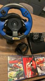 Logitech driving force PS2 + 3 games (GT3), Spelcomputers en Games, Spelcomputers | Sony PlayStation Consoles | Accessoires, Gebruikt