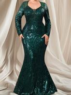 Donkergroene Pailletten Galajurk met lange mouwen mt 44/46, Ophalen of Verzenden