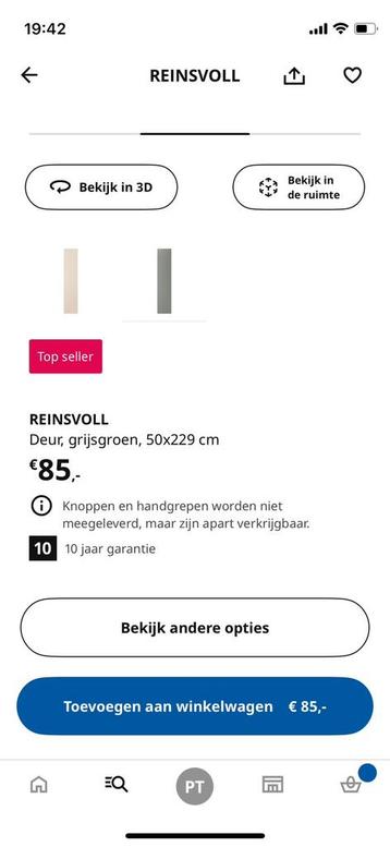 2x IKEA PAX Reinsvoll grijsgroene deuren 50x229 cm - afbeelding 8