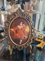 Barok Messing Lijstje met zijden Portret bolglas, Ophalen of Verzenden