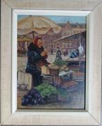 Op de markt 1927 - gesigneerd - olieverf op karton - gelijst, Ophalen of Verzenden