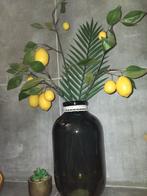 Grote vaas met citroen takken, Ophalen, Minder dan 50 cm, Groen, Glas