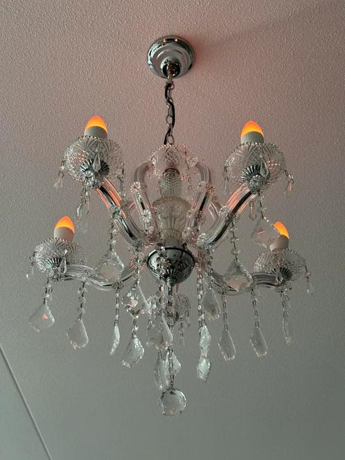 Moderne LifeStyle chandelier van glas voor 5 lampen, Huis en Inrichting, Lampen | Kroonluchters, Zo goed als nieuw, Glas, Ophalen