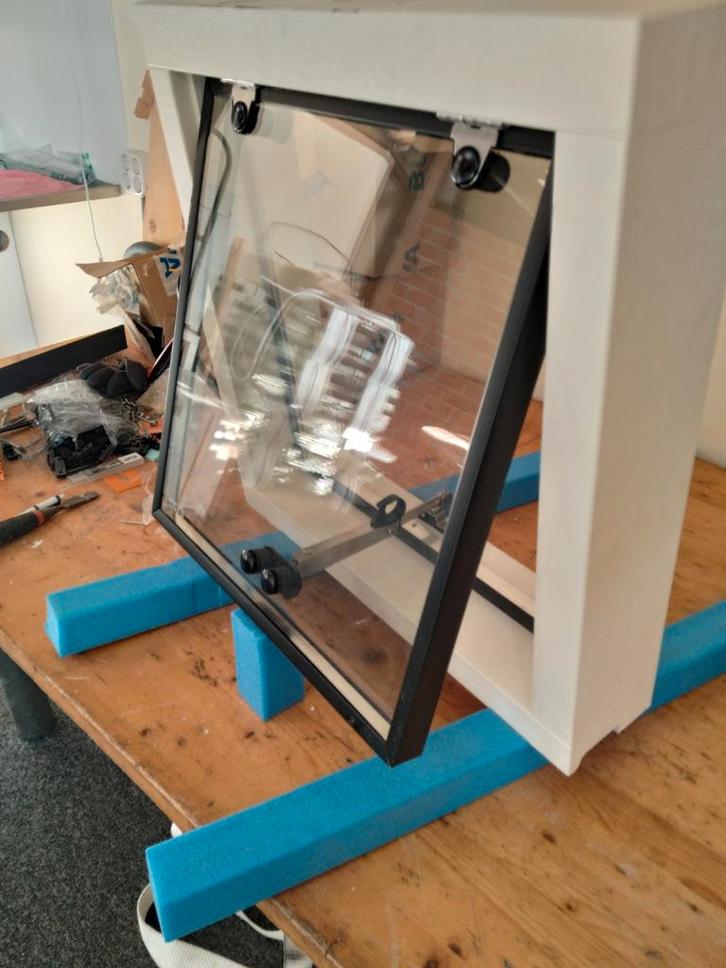 Hardhout klepramen (dubbele beglazing), Doe-het-zelf en Verbouw, Glas en Ramen, Nieuw, Gevelraam of Ruit, Minder dan 80 cm, Minder dan 80 cm