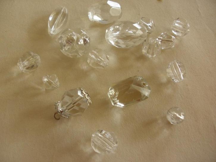 0730- Glaskralen: TRANSPARANT FACET MIX, Hobby en Vrije tijd, Kralen en Sieraden maken, Nieuw, Kraal, Ophalen of Verzenden