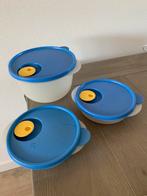 Tupperware 3 microwave bakjes Magnetron, Ophalen of Verzenden, Zo goed als nieuw, Blauw, Schaal