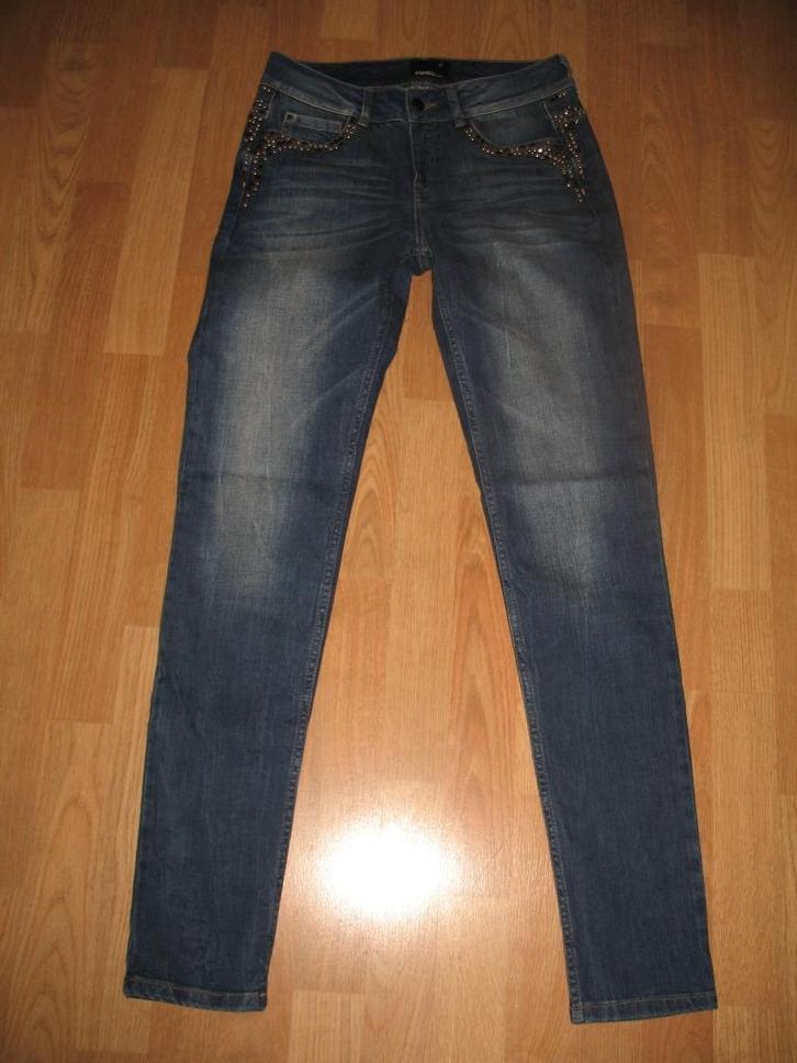Dranella Spijker Broek met tricolor studs Mt. 36 Ongedragen, Kleding | Dames, Broeken en Pantalons, Nieuw, Maat 36 (S), Blauw