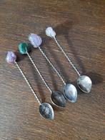 Zilveren lepeltjes met edelstenen, Antiek en Kunst, Antiek | Bestek, Ophalen of Verzenden