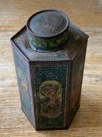 Antiek theeblik thee blik (15,5x9x8cm), Ophalen of Verzenden, Gebruikt, Thee