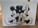 Canvas Mickey & Minnie Mouse zwart-wit, Huis en Inrichting, Woonaccessoires | Schilderijen, Tekeningen en Foto's, Print, Ophalen of Verzenden