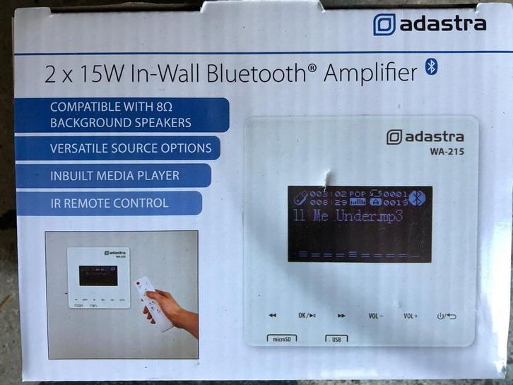 Adastra WA-215 In-Wall Bluetooth Versterker - Nieuw!, Audio, Tv en Foto, Versterkers en Receivers, Nieuw, Stereo, Minder dan 60 watt