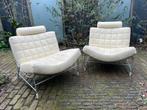 1x Leolux Volare fauteuil wit leer, Huis en Inrichting, Fauteuils, Ophalen, Gebruikt, 75 tot 100 cm, Memphis Industrieel Dutch Design Retro Vintage Loungen
