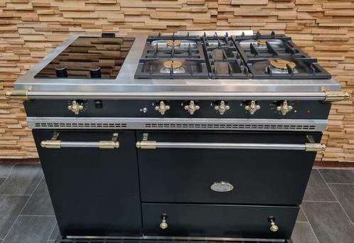 Luxe Fornuis Lacanche 110cm zwart messing 2 x Inductie, Witgoed en Apparatuur, Fornuizen, Zo goed als nieuw, Vrijstaand, Gas, 5 kookzones of meer