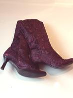 Bordeau leren vachtlaars met print Roberto Botticelli mt 38, Hoge laarzen, Ophalen of Verzenden, Zo goed als nieuw, Roberto Botticelli