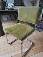 Ribfluwele groene eetkamer stoel., Huis en Inrichting, Stoelen, Ophalen, Gebruikt, Overige kleuren