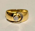 Prachtige 18 karaat geel gouden ring met diamant / maat 17mm, Ophalen of Verzenden, 17 tot 18, Met edelsteen, Dame