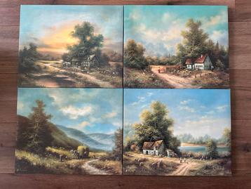 Set van 4 Canvas Schilderijen - 50x40 cm beschikbaar voor biedingen
