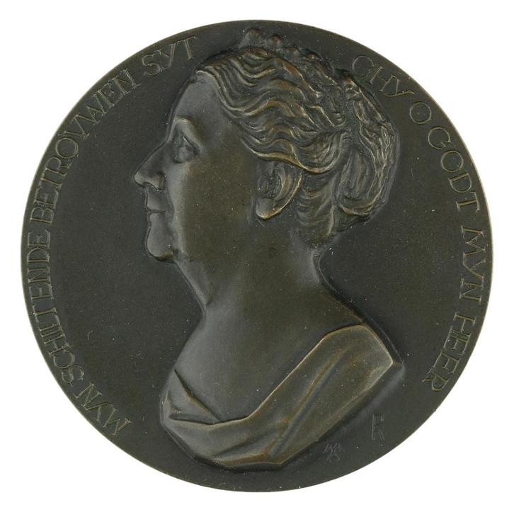 PENNING VPK 1938 Mari Andriessen : Jubileum Wilhelmina º, Postzegels en Munten, Penningen en Medailles, Brons, Nederland, Verzenden