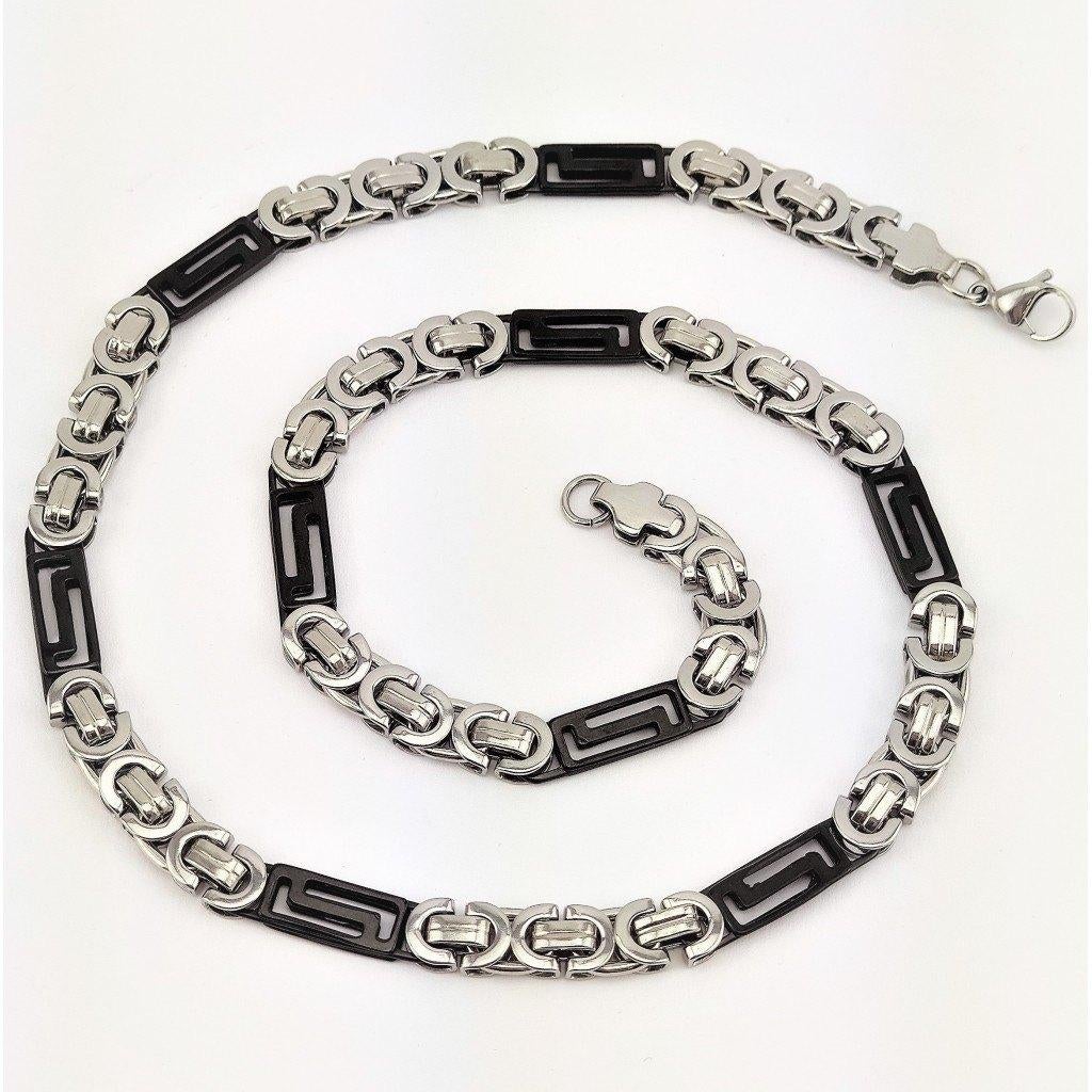 8,5mm Koningsketting Heren - Zwart/Zilverkleurig stalen, Sieraden, Tassen en Uiterlijk, Kettingen, Overige materialen, Birgitta-Gracht 33, 6465 EL Kerkrade, Nederland