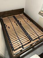 Bed met 2 x 1persoons Lattenbodem, Ophalen of Verzenden, Bruin, 140 cm, Zo goed als nieuw