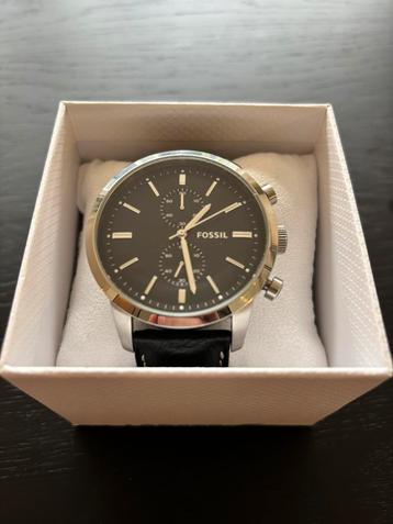 Fossil FS4866 Zwart Horloge - Nieuwe Lederen Band beschikbaar voor biedingen