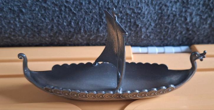 Vintage Noors Tinnen Vikingschip - TPB Tin, Antiek en Kunst, Antiek | Tin, Ophalen of Verzenden