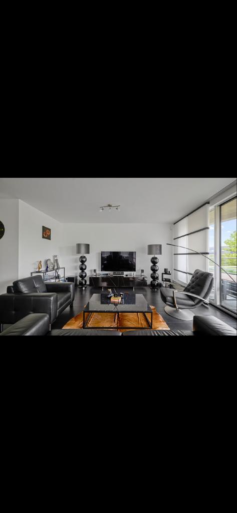 Zwarte leren bankstel (3+1), Huis en Inrichting, Complete inboedels, Ophalen of Verzenden