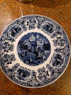 Decoratief Blauw-Wit Bord met Oosters Tafereel, Ophalen