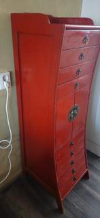 Rode Chinese Kast met Lades en Deuren, Ophalen