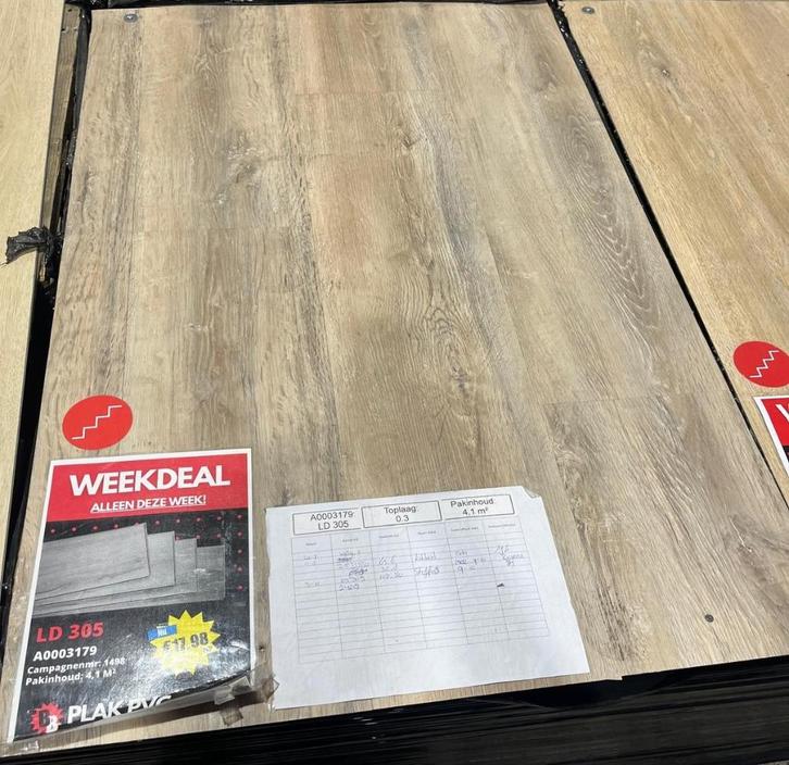 Grote partij rustiek eiken plak PVC vloer! OP=OP, Huis en Inrichting, Stoffering | Vloerbedekking, Nieuw, Overige typen, Beige
