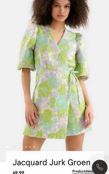 Shoeby mooi groen jacquard jurkje met pofmouwen mt 46 NIEUW beschikbaar voor biedingen