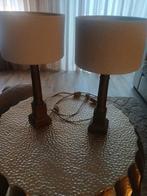 Twee bronzen schemerlampen met teddy kappen, Ophalen of Verzenden, Zo goed als nieuw, Rond, 50 cm of meer