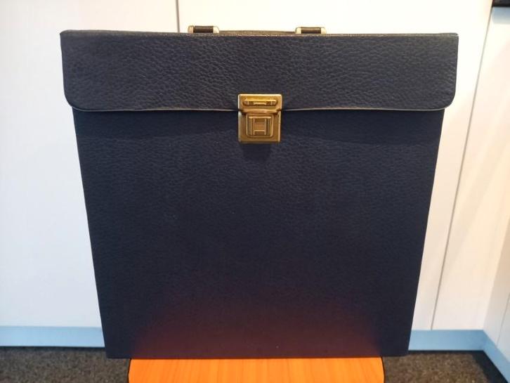 * Vintage vinyl lp platenkoffer donkerblauw kroko (8) *, Muziek en Instrumenten, Behuizingen en Koffers, Gebruikt, Overige instrumenten