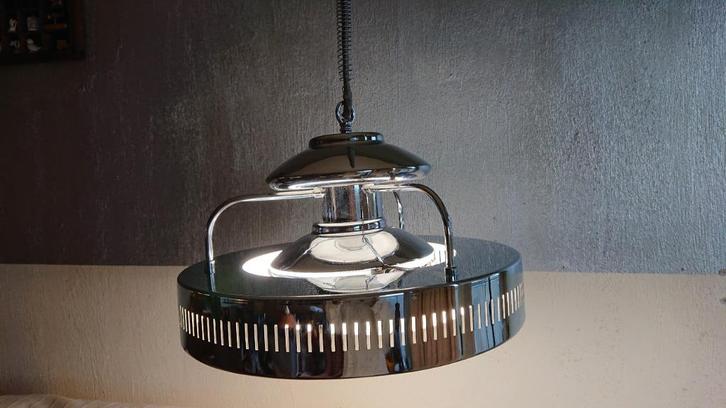 Chrome retro lamp, zeer uniek exemplaar, zeldzame hanglamp, Huis en Inrichting, Lampen | Hanglampen, Zo goed als nieuw, Minder dan 50 cm