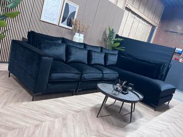 ZGAN Hotel Chique Velvet Velours Hoekbank Zwart - 345 x 225 beschikbaar voor biedingen