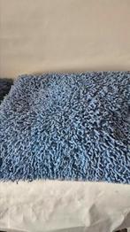 Set van 2 grote blauwe badstof woonkussens, 70x70 cm, Huis en Inrichting, Gebruikt, Blauw, Vierkant, Ophalen of Verzenden