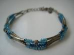 Vintage fijn blauw rustiek armbandje, Verzenden, Gebruikt, Blauw