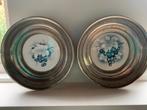 Antieke ronde porseleinen dienbladen met druiven er op, Antiek en Kunst, Ophalen of Verzenden